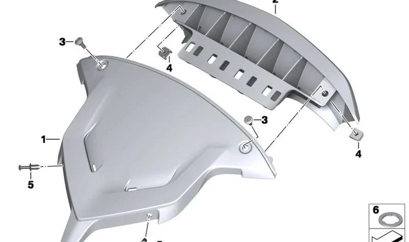 Cubierta regulador de parabrisas OEM 46637728788 para BMW R1200RT, R1250RT. Original BMW Motorrad.