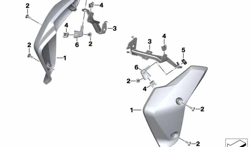 Embellecedor de radiador derecho acero inoxidable OEM 46638382816 para BMW Motorrad R 1250 R. Original BMW Motorrad.
