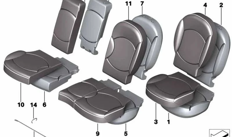 Funda asiento cuero izquierda T9E1 CARBON OEM 52209808816 para MINI Countryman R60 (01/2010 - 10/2016). Original MINI.
