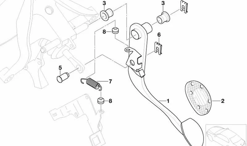 Goma de pedal OEM 35216765620 para MINI R50, R53, R56, Clubman R55, Cabrio R52, Coupé R58, Roadster R59, Countryman R60, Paceman R61... y más. Original MINI.
