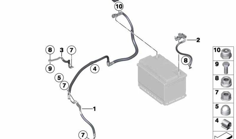 Cable de batería negativo OEM 12427534570 para MINI R56, R55, R57, R58, R59... y más. Original MINI.