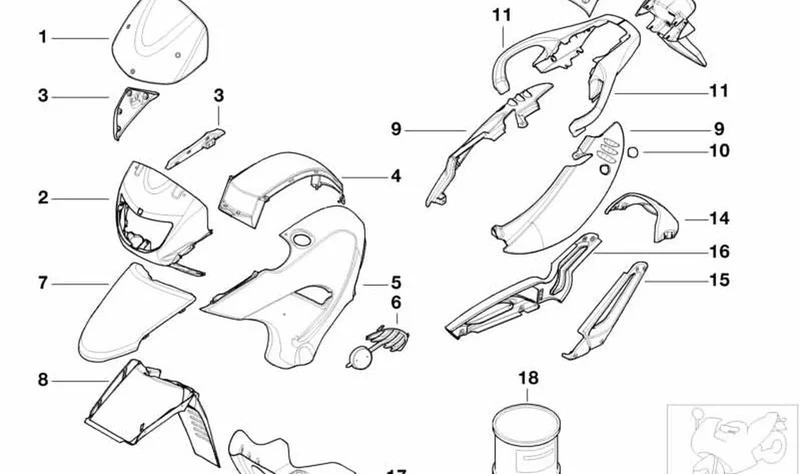 Lateral imprimado trasero izquierdo OEM 46638521563 para BMW Motorrad F 650 GS, F 650 GS Dakar, G 650 GS. Original BMW Motorrad.
