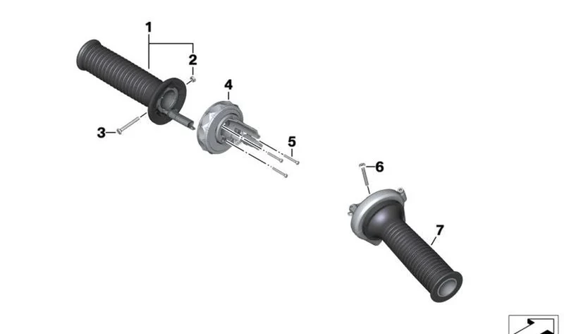 Empuñadura acanalada derecha OEM 61317708236 para BMW Motorrad R1200RT, R900RT. Original BMW Motorrad.