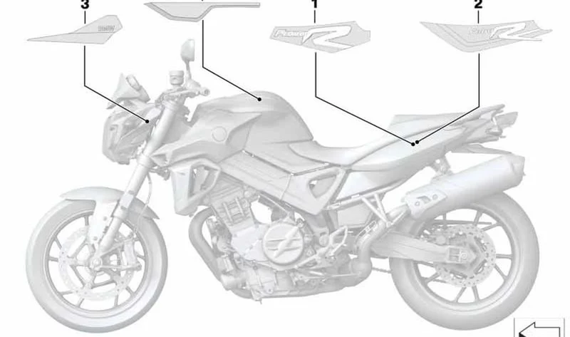 Inscripción F800R derecha OEM 51148525068 para BMW Motorrad F800R (K73). Original BMW Motorrad.