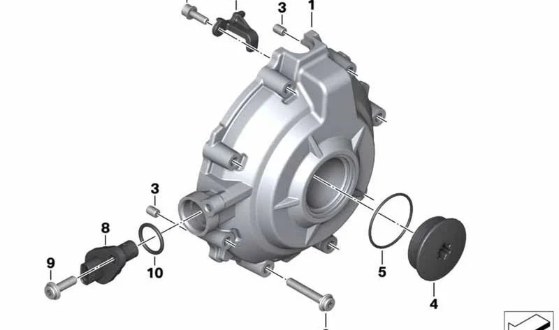 Tapa alternador OEM 11147108058 para motos BMW S 1000 R, S 1000 RR, M 1000 RR, M 1000 R. Original BMW Motorrad.