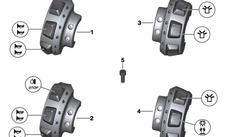Interruptor adicional izquierdo OEM 61318550151 para motos BMW F 700 GS, F 800 GS, R 1200 RT... y más. Original BMW Motorrad.