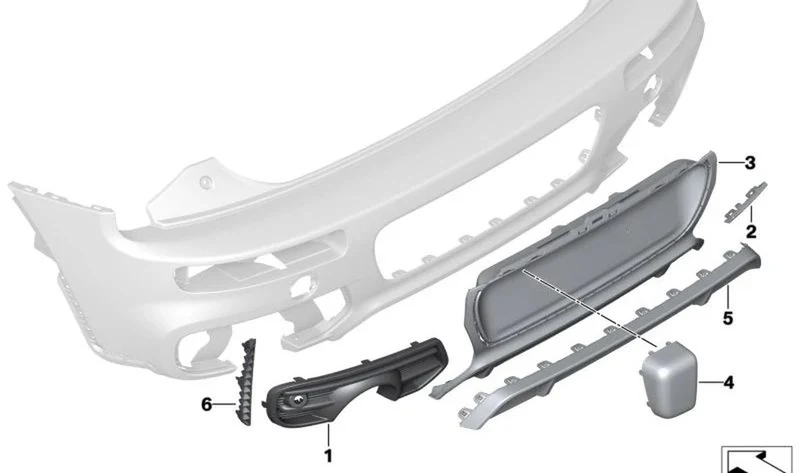 Tope izquierdo trasero OEM 51127391615 para MINI Clubman F54, F54 LCI. Original MINI.