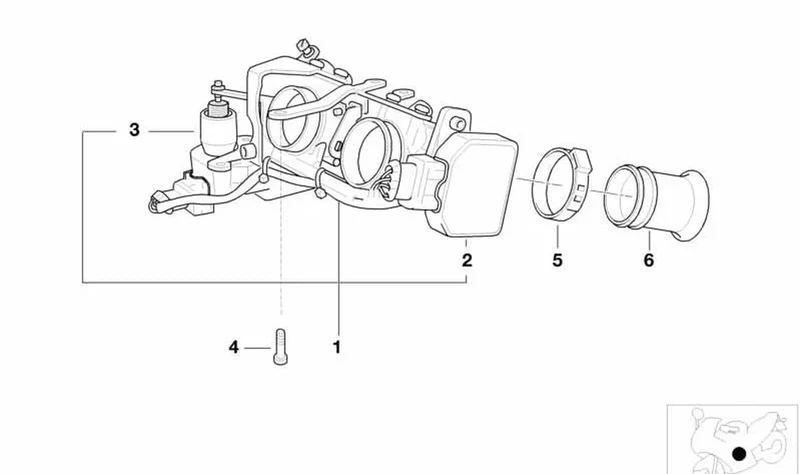 Tubuladura mariposa de estrangulación OEM 13547682789 para BMW Motorrad R 1200 C, R 1200 CL, R 1200 C Montauk... y más. Original BMW Motorrad.