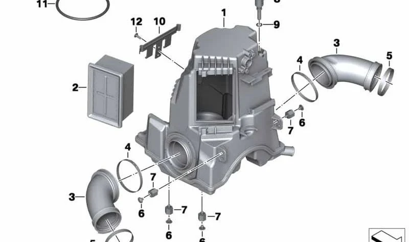 Tubo de aspiración derecho OEM 13717672554 para motos BMW R1200GS, R1200RT, HP2 Enduro... y más. Original BMW Motorrad.