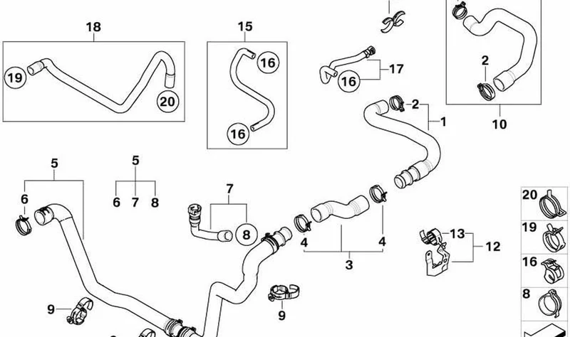 Tubo refrigerante OEM 17122754232 para MINI R56 Cooper D, R55 Clubman Cooper D... y más. Original MINI.