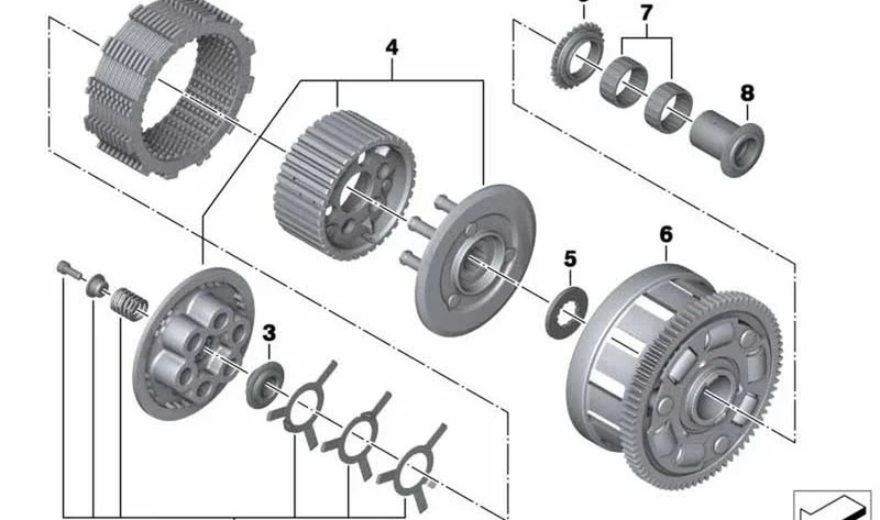 Pieza de arrastre OEM 21217700458 para BMW Motorrad S 1000 RR, S 1000 R, S 1000 XR, HP4, HP4 Race. Original BMW Motorrad.