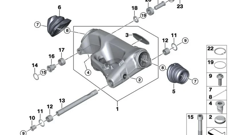 Tapón de basculante OEM 33326786219 para motos BMW F 750 GS, F 850 GS, F 900 R, R 1300 GS... y más. Original BMW Motorrad.