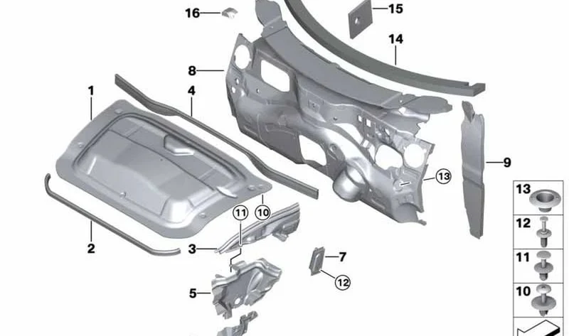Junta capó delantero, trasera OEM 51769801933 para MINI Countryman R60, Paceman R61. Original MINI.
