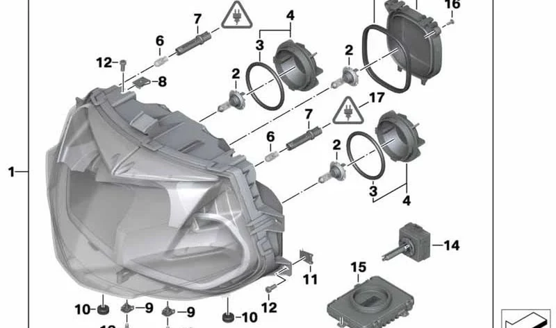 Faro Xenon delantero OEM 63127701740 para motos BMW K1200GT, K1300GT. Original BMW Motorrad.