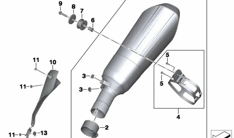 Soporte de banda silenciador final OEM 18518531077 para motos BMW R 1200 RT, R 1250 RT, R 1200 R, R 1200 RS. Original BMW Motorrad.
