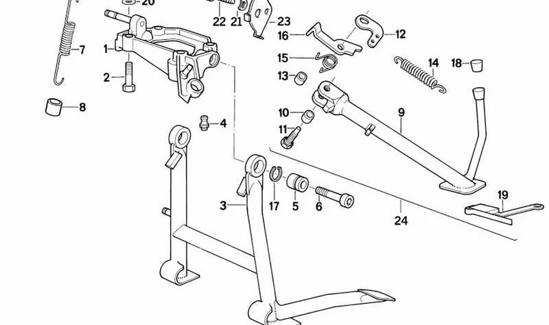 Apoyo lateral OEM 46532310837 para motos BMW K1 (K589) 1988-1993. Original BMW Motorrad.