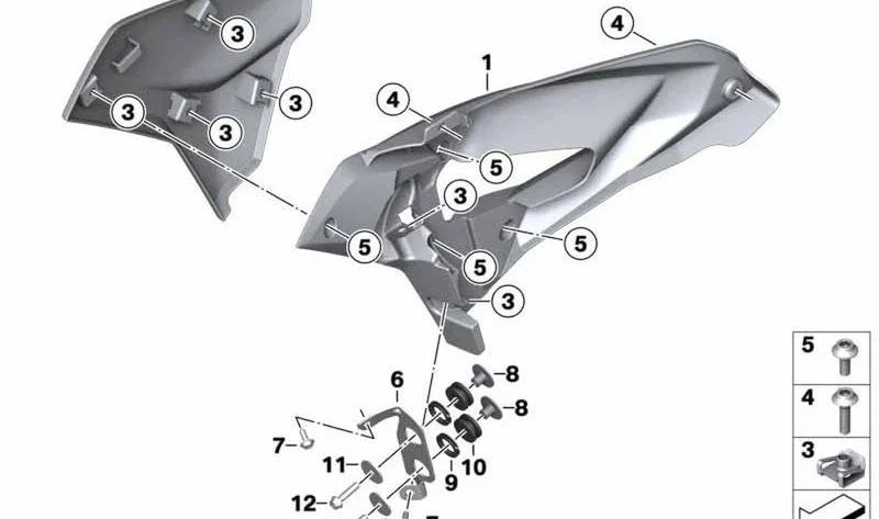 Guía de aire izquierda OEM 46639480257 para motos BMW G 310 R (K03, 10/2019-02/2025). Original BMW Motorrad.