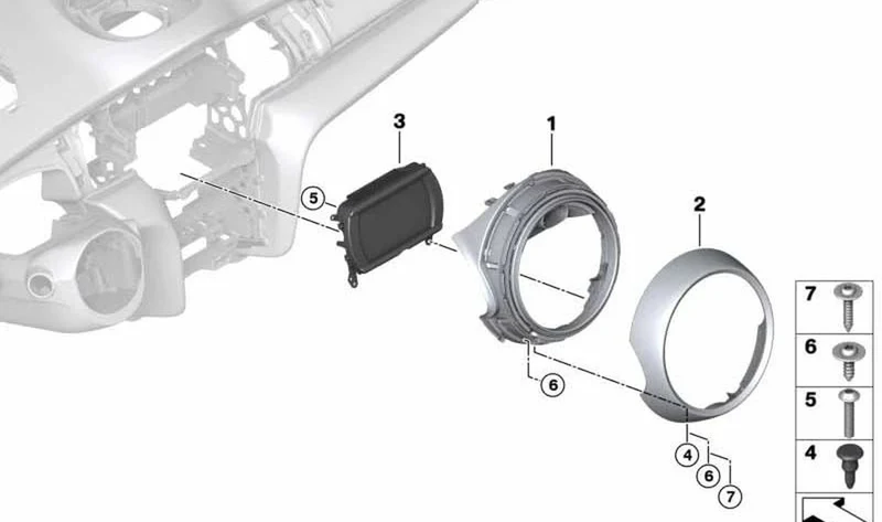Anillo interior para LED OEM 65509338327 para MINI F56, F57, JCW. Original MINI.