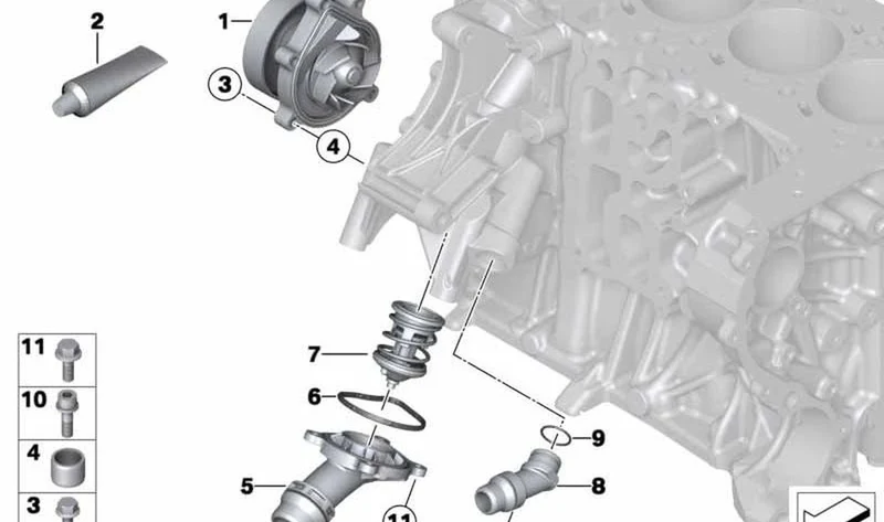Bomba de líquido refrigerante mecánica OEM 11518512443 para MINI R56 LCI, Clubman R55 LCI, Cabrio R57 LCI, Coupé R58, Roadster R59, Countryman R60, Paceman R61. Original MINI.