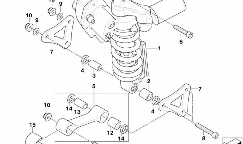 Muelle-amortiguador trasero OEM 33537701728 para BMW Motorrad K1200 S, K1300 S. Original BMW Motorrad.