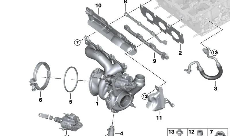 Juego regulador de válvula Wastegate OEM 11658485118 para MINI Cooper S F56, F57, F60... y más. Original MINI.