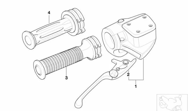 Empuñadura acanalada derecha OEM 61317710440 para motos BMW R1150GS, R1200CL, K1200GT... y más. Original BMW Motorrad.