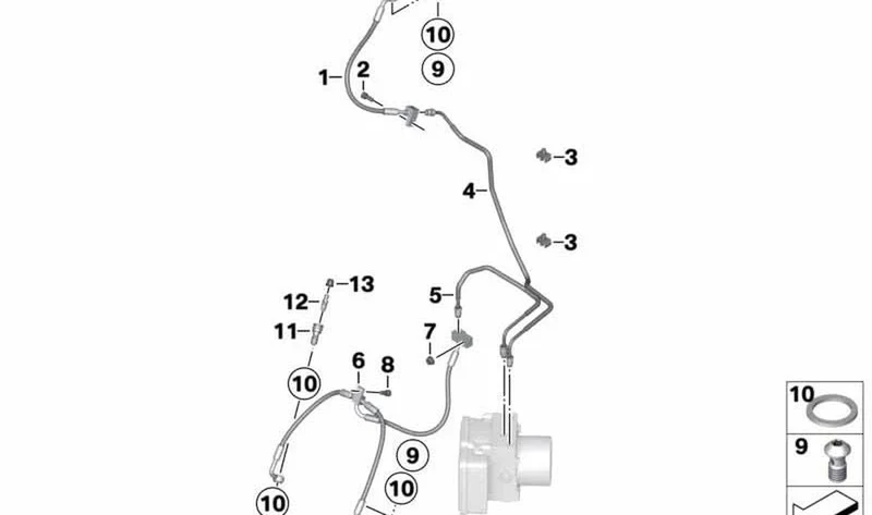 Tubería de freno circuito mando delantero OEM 34327727511 para motos BMW K1600GT, K1600GTL, K1600GTL Exclusive. Original BMW Motorrad.