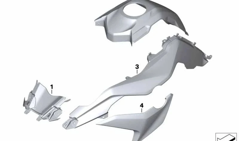 Embellecedor del radiador izquierdo OEM 46638564579 para motos BMW F750GS, F850GS, F900GS... y más. Original BMW Motorrad.