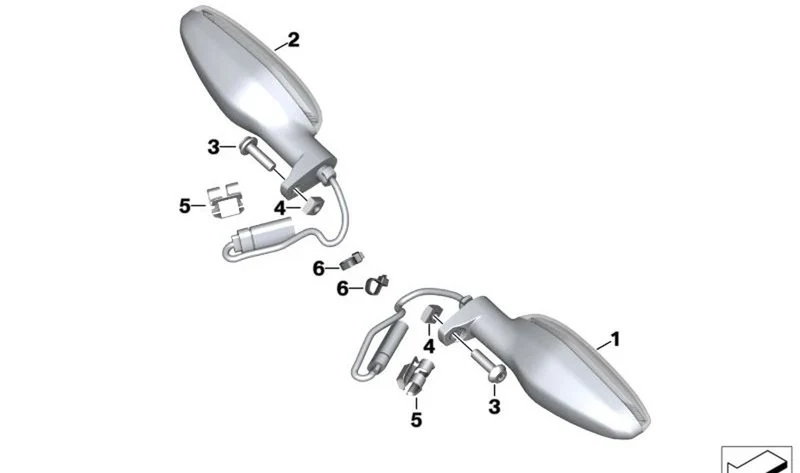 Lámpara de intermitentes multifuncionales derecha OEM 63231539660 para motos BMW R 18, R 18 Classic. Original BMW Motorrad.
