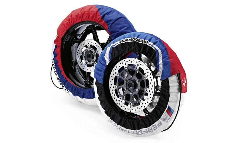 Juego calentador de neumáticos OEM 77215A2A428 para motos BMW K42 (HP4), K46 (S 1000 RR), K63 (S 1000 R), K67 (S 1000 RR), K69 (S 1000 XR)... y más. Original BMW Motorrad.