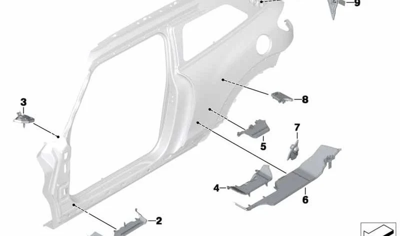 Pieza columna A inferior interior OEM 41009800338 para MINI Countryman R60, Paceman R61. Original MINI.