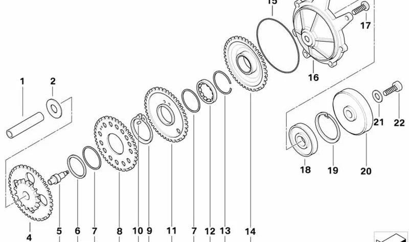 Accionamiento de alternador OEM 11267684347 para motos BMW K1200S, K1300S, K1200R, K1300R, K1200GT, K1300GT. Original BMW Motorrad.