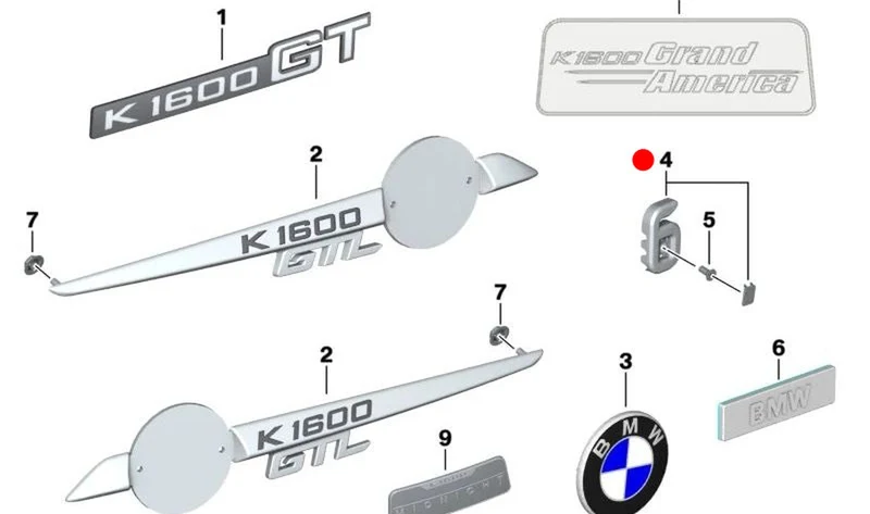Inscripción cromada OEM 46638545111 para motos BMW K1600 GT, K1600 GTL, K1600 Bagger. Original BMW Motorrad.
