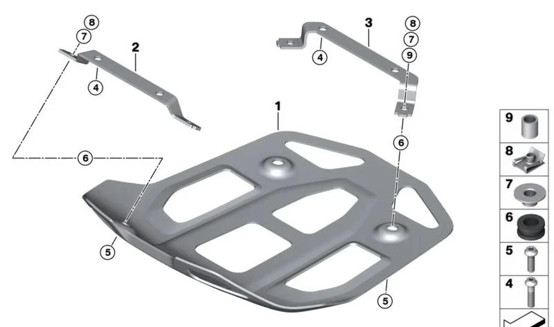 Soporte de protección antiempuje trasero OEM 11845A64A35 para motos BMW R 1300 GS, R 1300 GS Adv. Original BMW Motorrad.
