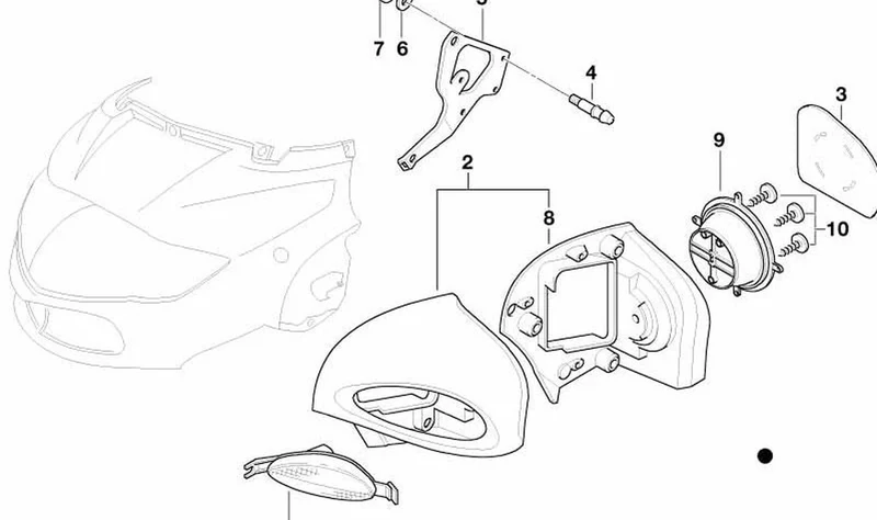Placa soporte izquierda OEM 46637652669 para motos BMW R1150RT, R850RT, R1150RS. Original BMW Motorrad.