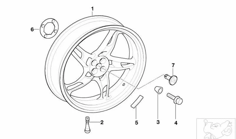 Rueda trasera OEM 36317674153 para BMW Motorrad R1100S, R1100RS. Original BMW Motorrad.