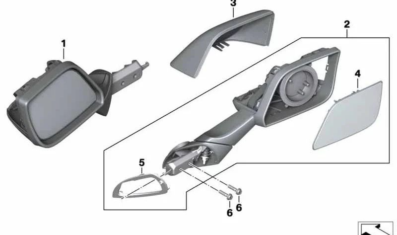 Cristal de espejo derecho OEM 51168388534 para motos BMW K1600 GT, K1600 GTL, K1600 Bagger. Original BMW Motorrad.