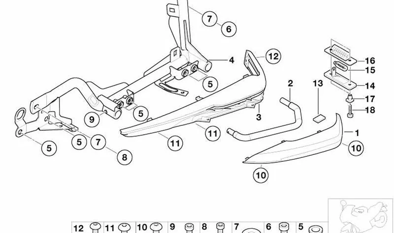 Soporte lateral izquierdo OEM 46632347163 para motos BMW K 1200 LT, K 1200 RS. Original BMW Motorrad.