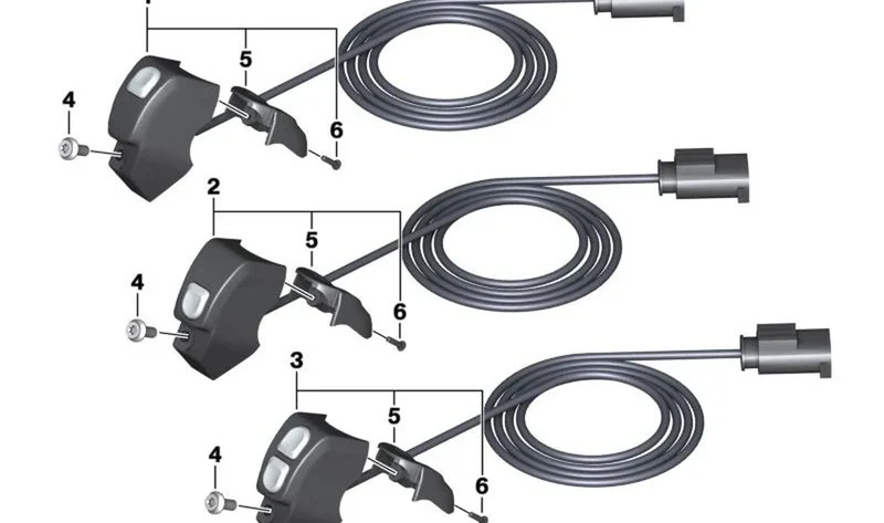 Conmutador adicional para faro trasero auxiliar OEM 61318388632 para motos BMW K1600 GT, K1600 GTL, K1600 Bagger... y más. Original BMW Motorrad.
