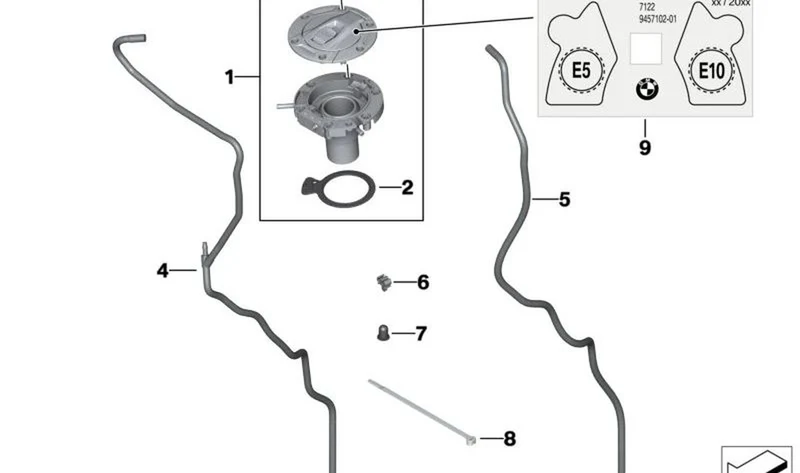 Tapa de depósito OEM 16118544088 para motos BMW R 1200 RT, R 1250 RT, S 1000 XR, F 850 GS Adventure... y más. Original BMW Motorrad.