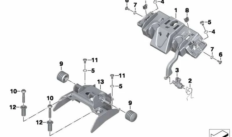 Soporte trasero OEM 52538534336 para motos BMW R 1200 R, R 1250 R, R 1200 RS, R 1250 RS. Original BMW Motorrad.