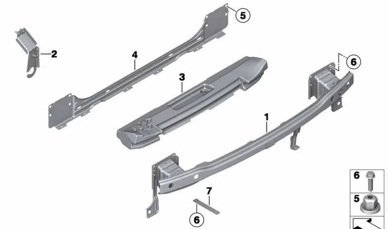Soporte delantero OEM 51127336491 para MINI R56 LCI, Cabrio R57 LCI, Coupé R58, Roadster R59. Original MINI.