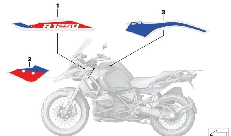 Decoración cubierta depósito centro derecha OEM 51141542018 para BMW Motorrad R 1250 GS Adventure. Original BMW Motorrad.