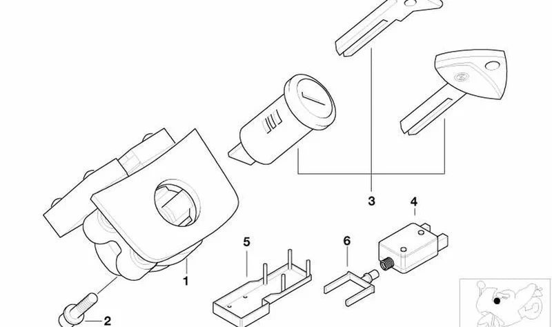 Cerradura para tapa bandeja radio OEM 51252309562 para motos BMW K1200LT (1998-2009). Original BMW Motorrad.