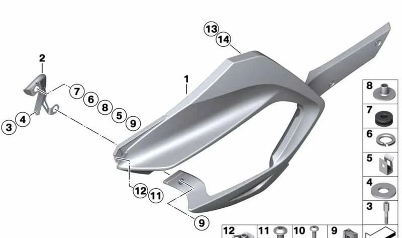 Espoiler motor izquierdo OEM 46637681047 para BMW Motorrad R 1200 RT, R 900 RT. Original BMW Motorrad.