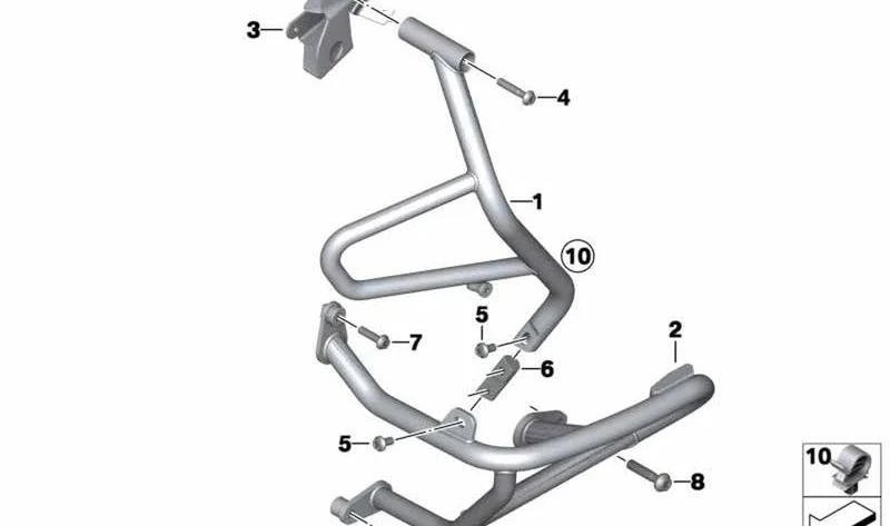 Arco protector depósito derecho OEM 46638538036 para BMW R 1200 GS Adventure. Original BMW Motorrad.