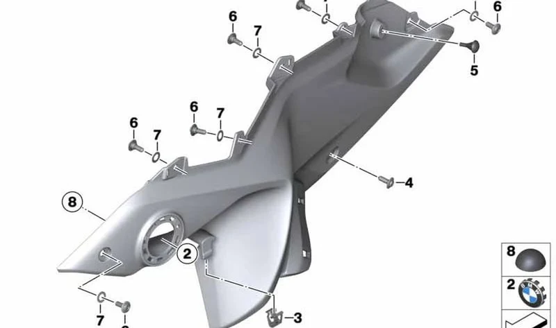 Revestimiento lateral izquierdo OEM 46638545319 para BMW Motorrad R1200RS, R1250RS. Original BMW Motorrad.