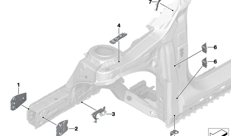 Placa de tuerca atornilladura en Y OEM 41007421336 para MINI F56, F55, Clubman F54, Countryman F60... y más. Original MINI.