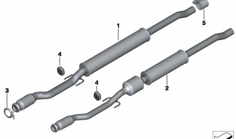Silencioso previo OEM 18302753113 para MINI R56, R56 LCI, Clubman R55, Cabrio R57, Cabrio R57 LCI. Original MINI.