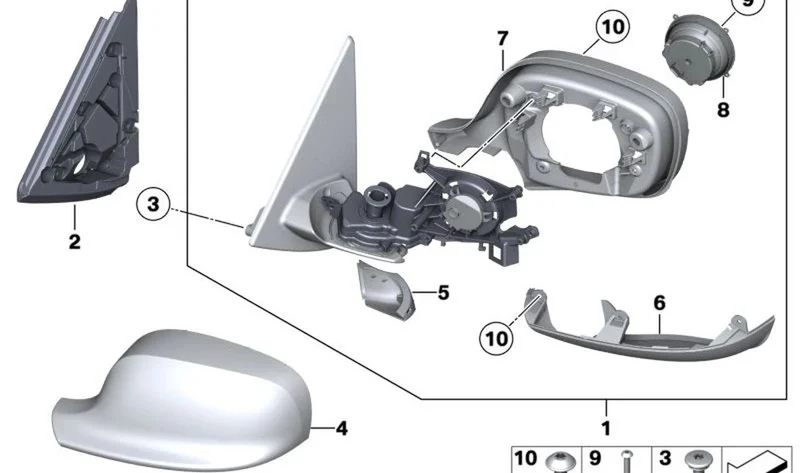 Retrovisor exterior con calefacción derecho OEM 51162993778 para BMW X1 (E84) SHADOW-LINE. Original BMW.